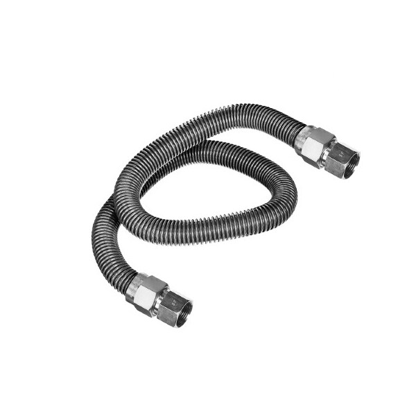 Flextron Gas Line Hose 5/8'' O.D. x 48'' Length 1/2" x 3/4" FIP Fittings, Stainless Steel Flexible Connector FTGC-SS12-48L - main